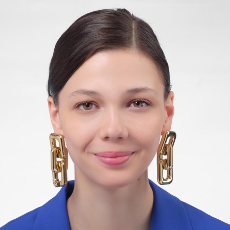 Earrings Metal "Chain" straight angles, 3 links, color gold-3