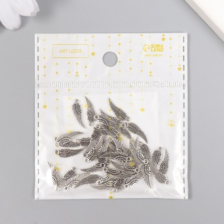 Decor metal for creativity "Wing Angel" silver (A1263) 1.7x0.5 cm-4