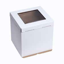 Box for the cake, with a window, white, 30 x 30 x 30 cm