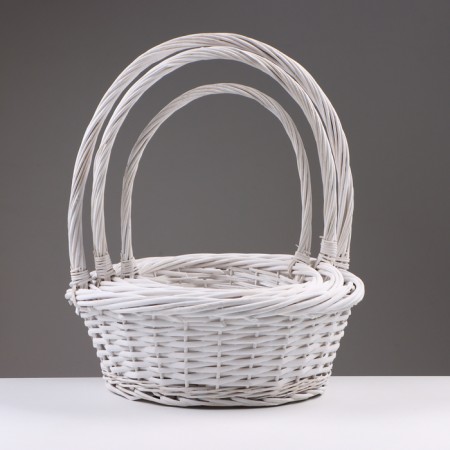 A set of baskets of 3 pcs, 40x16/45 cm, white, willow-1