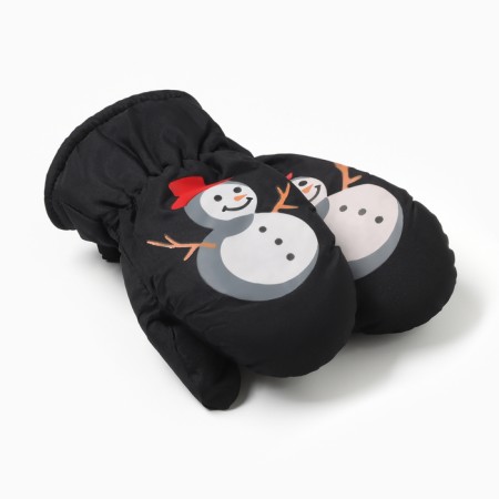 Baby mittens minku, black color, 18 cm