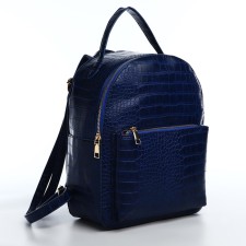 Women's backpack made of artificial leather with lightning, 1 pocket, blue color