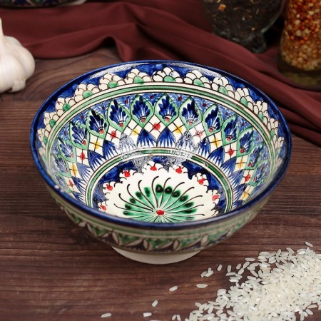 Rishtan ceramics "flowers" 15 cm, small, blue