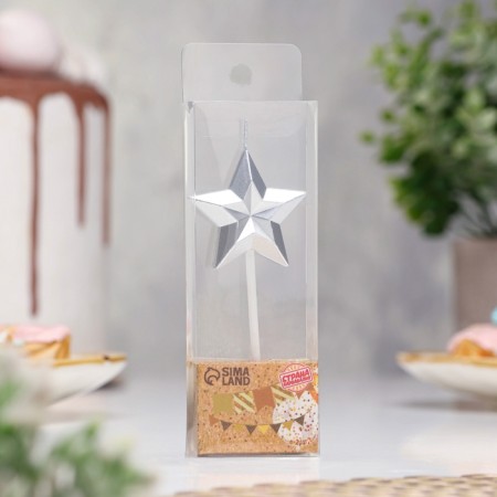Candle for the Cake "Star" of the face, silver-1