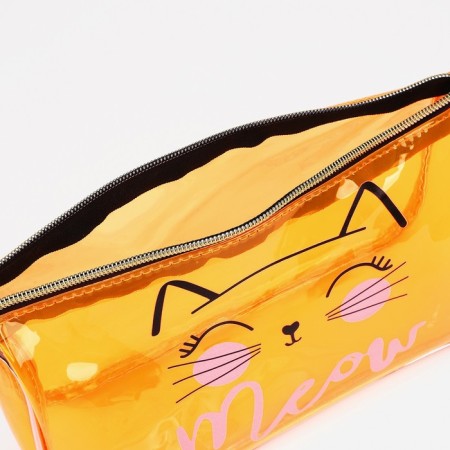 Cosmetic bag with a handle, orange color-2