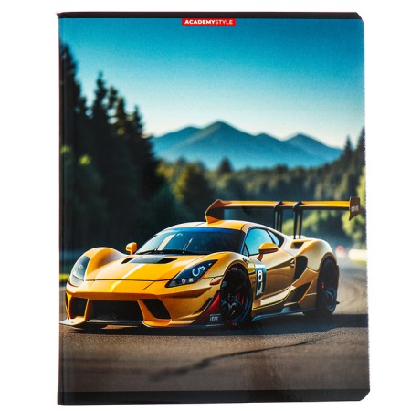 A notebook of 96 sheets in the “Racing Machines” cage, the cover coated cardboard, UV-lak, mix-4