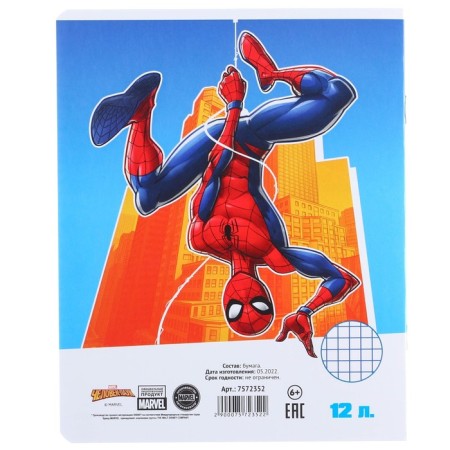 Notebook in a cage 12 sheets, 5 types of mix, cover coated cardboard, spider-man-4
