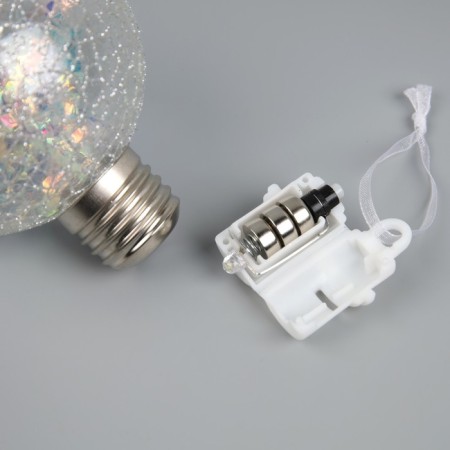 Christmas ball "Ice ball" d = 8 cm, 1 led, lr44x3 (in the set), glow warm white-2