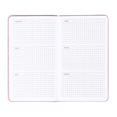 Planing pocket non -flowed 80 sheets, 100x170mm, Devente.elizabeth, a solid cover of leatherette with foam rubber, straps, block 70, pink-11