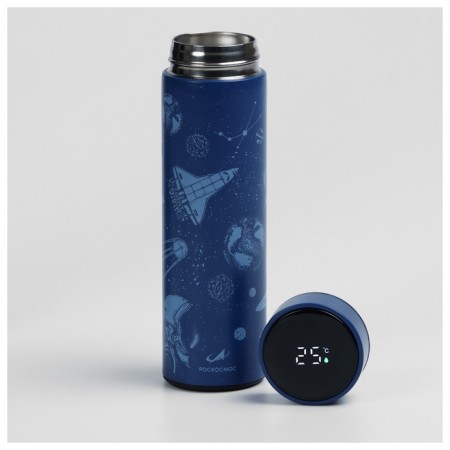 Thermos with a thermometer Roscosmos x Onlytop, 500 ml, blue color-3