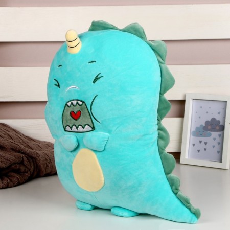 Soft toy "dinosaurus" with heart, 40 cm, green color-1