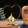 Kurilnitsa for incense powder and cones "Heart", golden, 14.5x13.5 cm