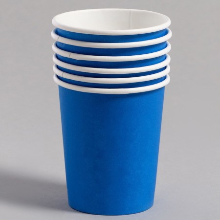 Set of paper dishes is disposable: 6 plates, 6 glasses, blue color-2