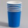 Set of paper dishes is disposable: 6 plates, 6 glasses, blue color