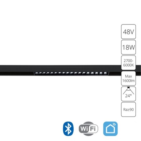 Magnetic track lamp Arte Lamp Linea Smart A4695PL-1BK, LED, 18 W, 2.2x33.1x4.3 cm, black