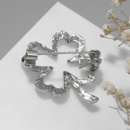 Brooch "Clover" contour, silver color-1