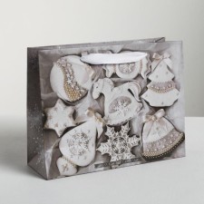 Horizontal craft package “With New Happiness!”, 23 x 18 x 8 cm, New Year