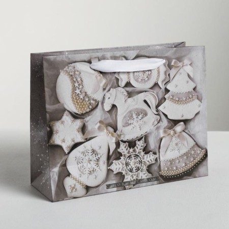 Horizontal craft package “With New Happiness!”, 23 x 18 x 8 cm, New Year
