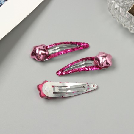Invisibility for hair "Agatha" (set of 3 pcs) star, 5 cm, pink-2