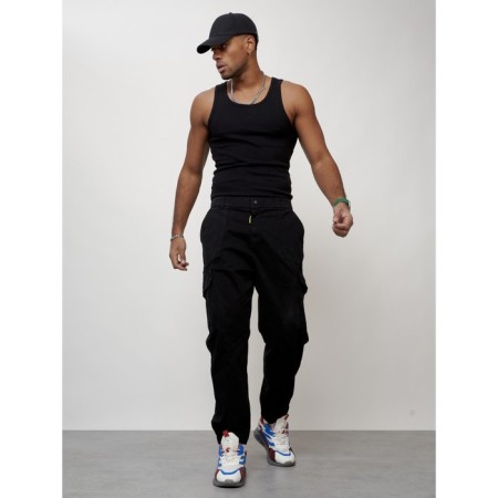 Cargo jeans men, size 54, black color-6
