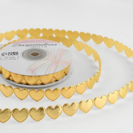 Figure tape "Hearts", 16 mm, 9 ± 0.5 m, gold color