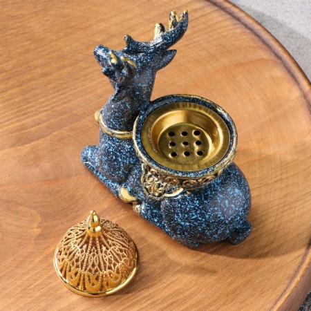Kurilnitsa for incense powder and cones "deer", blue, 12.5x11.5 cm-3