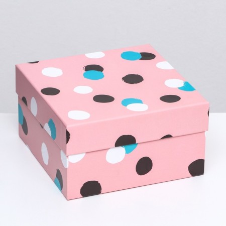 Gift box lid is, 19 x 19 x 10.5 cm. "Fun mood", multi-colored, blots-1