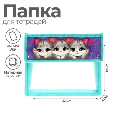 A5 notebook folder (230 x 190 x 50 mm), with Velcro valve, plastic/textiles, calligrata, "cats"