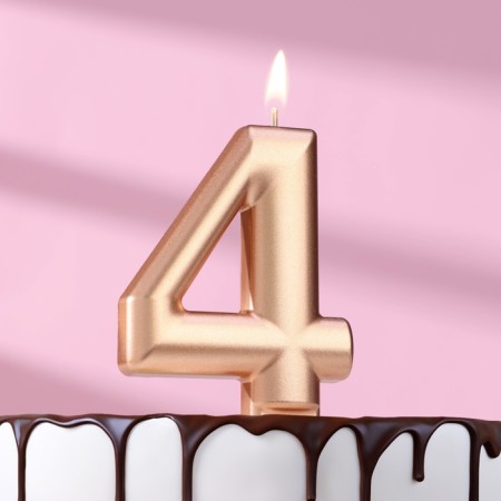 Candle for the Cake "European Giant", a number 4, 7 cm, pink gold