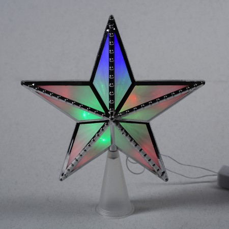 LED top for the Christmas tree “Silver Star” 16 cm, 10 LED, wire 2 meters, 220 V, glow of multi-2
