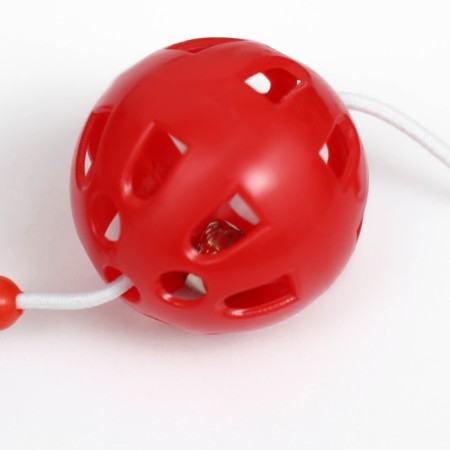 A toy for cats with a bell and feathers "Helicopter", ball 3.8 cm, red-2