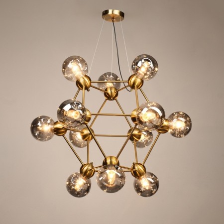 Chandelier "Molecule" 12he27 Brass 80x80x65-115 cm-1