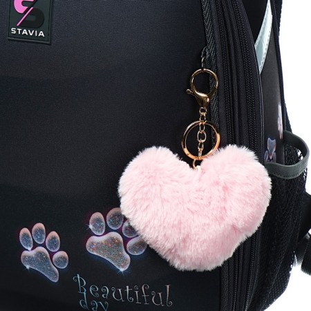 School backpack 38 x 30 x 16 cm, ergonomic back, stavia "paws", gray-8