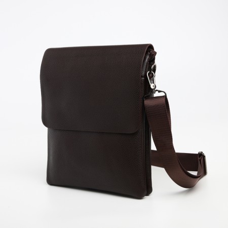 Male bag on the Textura valve, outer pocket, brown color-3