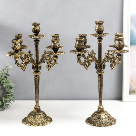 Summary Metal for 5 candles "Royal" Golden Patina 43x29x29 cm-4