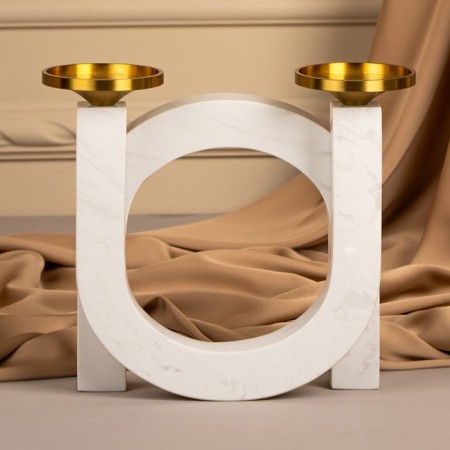 Brass Brass, marble "Camellia" 19 x 18 x 8 cm-6
