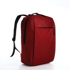 Youth backpack made of textiles, external pocket, red color