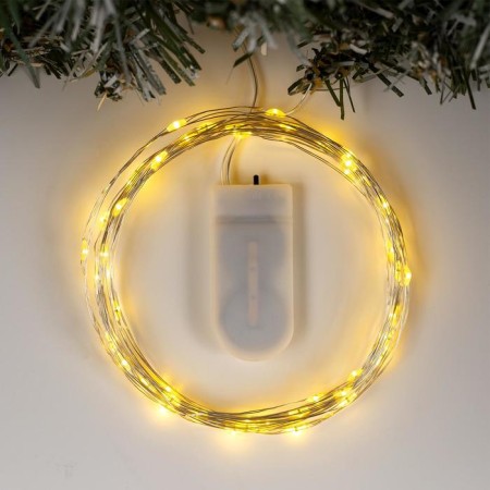 Garland "thread" 5 m dew, IP20, silver thread, 50 LED, yellow glow, CR2032x2