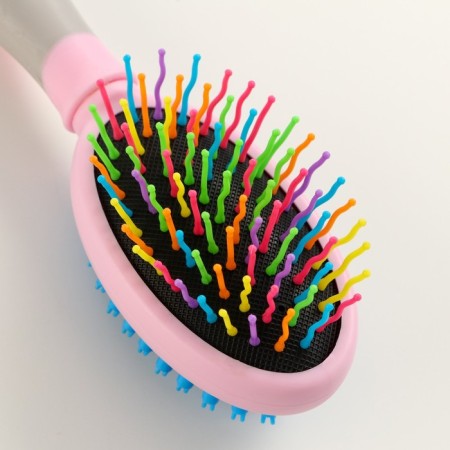 Bilateral brush - comb with wavy teeth, middle, 6 x 19 cm, pink-2
