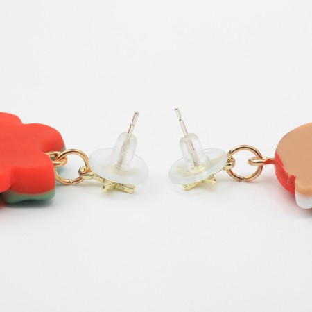 New Year! Earrings "New Year" bear with a gift, colored in gold-4