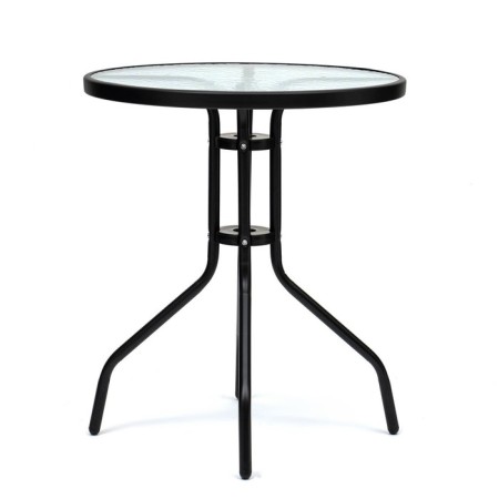Garden table 60 x 70 cm, black color, glass tabletop-3