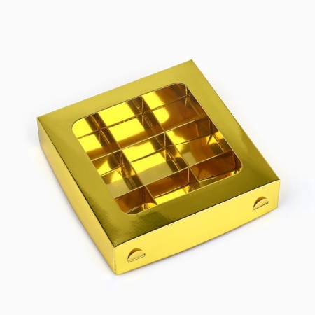 Box for sweets "golden", 14.7 x 14.7 x 3.5 cm