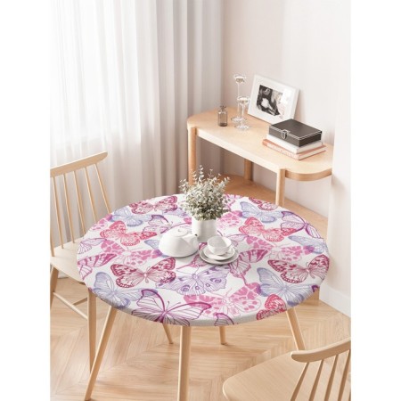Tables on the table “Bright butterflies”, round, oxford, elastic band, size 120x120 cm, diameter 75-100 cm-2