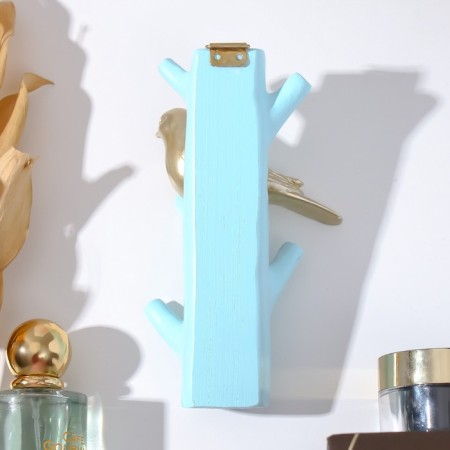Hooks decorative polystone "Golden bird on a blue branch" 16x5.7x9.7 cm-2