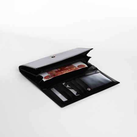 Women's wallet on the button, black color-3