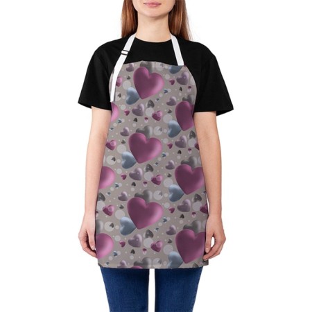 Apron of a kitchen with a photo print "Volumetric hearts", adjustable, size OS