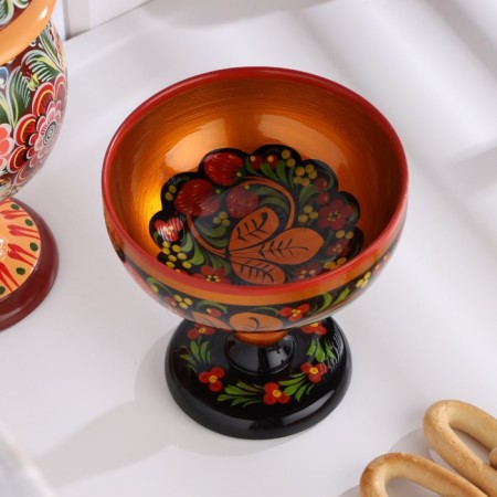 Конфетница, 14×14 см, хохлома-1