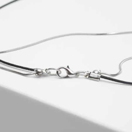 Pendant "chain" totem, ring with a needle, black color in silver, 70cm-1