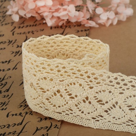 Knitted lace, 50 mm × 10 ± 1 m, beige color-2