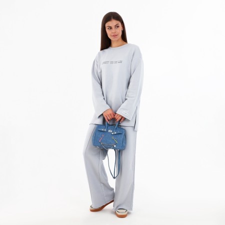 Women's bag on the Textura valve, small size, blue color-8